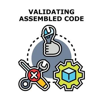 Validating assembled code with coding tools concept 库存插图
