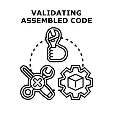 Validating assembled code with coding tools concept Stock Illustration