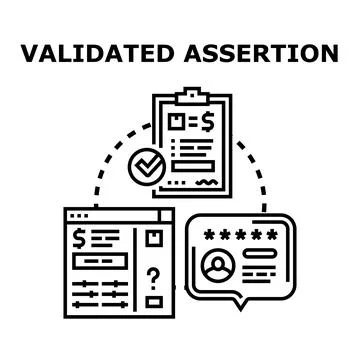 Validating assertion process with data verification Stock Illustration