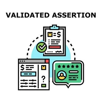 Validating assertion process with data verification Stock Illustration