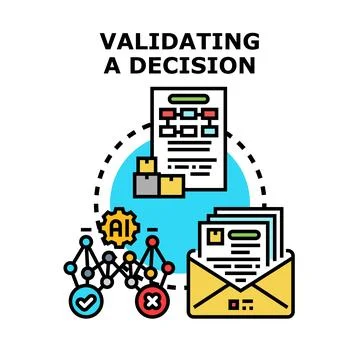 Validating business decision with artificial intelligence process Stock Illustration