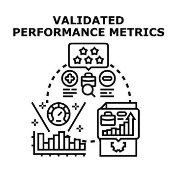 Validating business performance metrics and success evaluation Stock Illustration