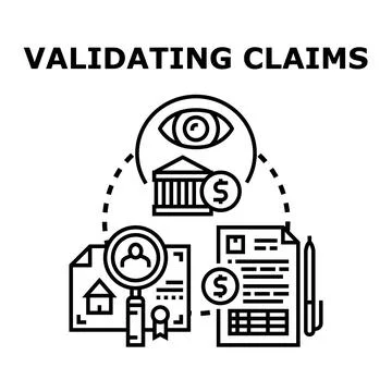 Validating claims concept for financial verification process Stock Illustration