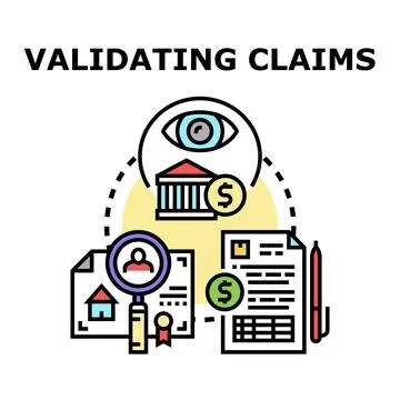Validating claims concept for financial verification process Stock Illustration