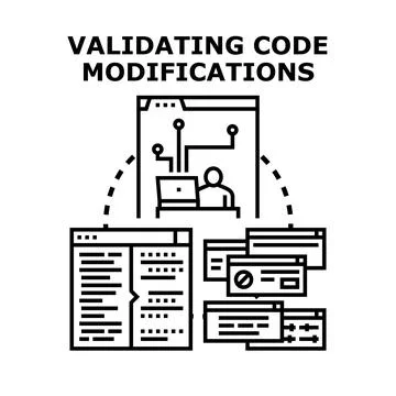 Validating code modifications in software development process Stockillustratie
