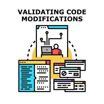 Validating code modifications in software development process Stockillustratie