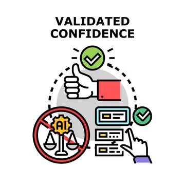 Validating confidence in human decision making process Stock Illustration