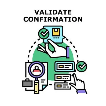 Validating confirmation process for online order delivery Stock Illustration