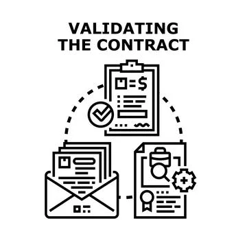 Validating contract agreement, managing important document processes Stock Illustration