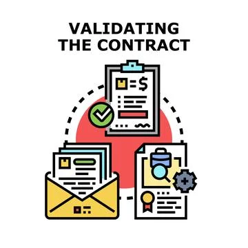 Validating contract agreement, managing important document processes Stock Illustration
