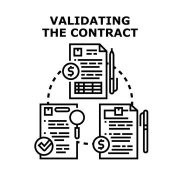 Validating contract agreement, process, document analysis 스톡 일러스트