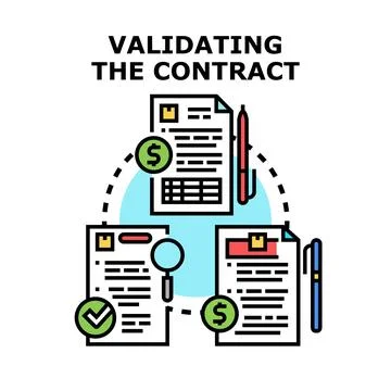 Validating contract agreement, process, document analysis 스톡 일러스트