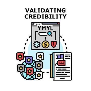 Validating credibility of information and content online Stock Illustration