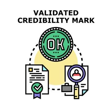 Validating credibility mark approving verification process Stock Illustration