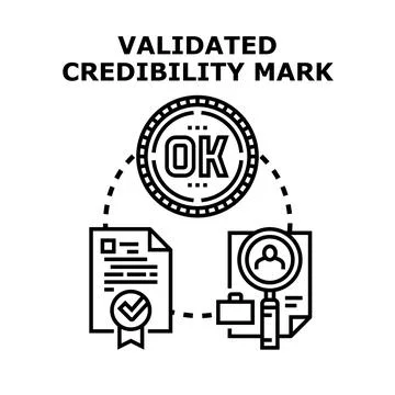 Validating credibility mark approving verification process Stock Illustration