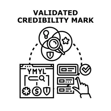 Validating credibility mark for online trust expertise Stock Illustration