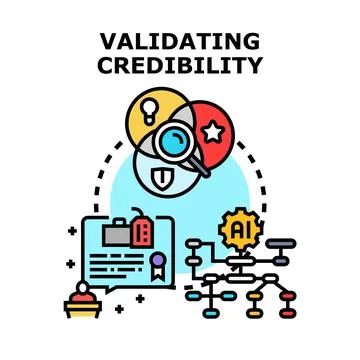 Validating credibility through data analysis and expertise Stock Illustration