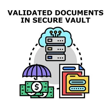 Validating data and documents in secure cloud storage Illustrazione stock