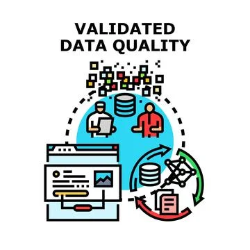 Validating data quality concept with processing icon イラスト素材