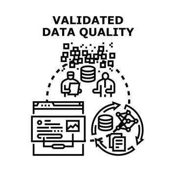 Validating data quality concept with processing icon Illustrazione stock