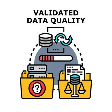 Validating data quality process for information management Stock Illustration