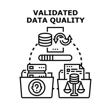 Validating data quality process for information management Stock Illustration