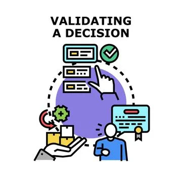 Validating decision making process and quality control Illustrazione stock