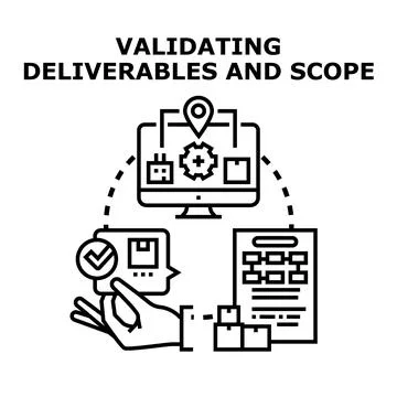 Validating deliverables and scope business process Stock Illustration