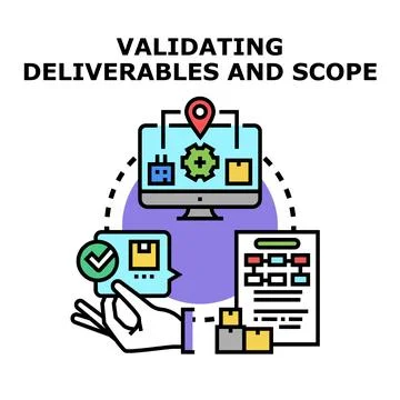 Validating deliverables and scope business process Stock Illustration