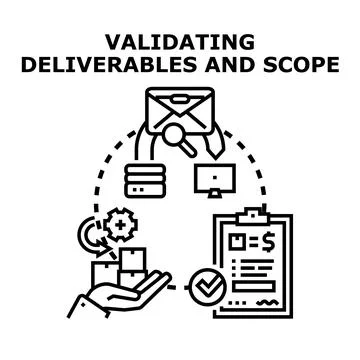 Validating deliverables and scope in project management Stock Illustration
