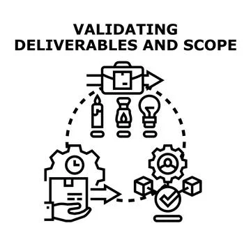 Validating deliverables and scope for project management Stock Illustration