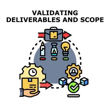 Validating deliverables and scope for project management Stock Illustration