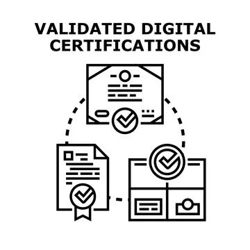 Validating digital certifications and secure online documents Stock Illustration