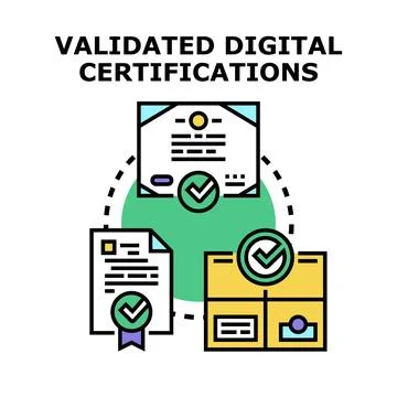 Validating digital certifications and secure online documents Stock Illustration