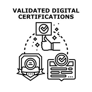 Validating digital certifications, qualifications, and quality standards Illustrazione stock