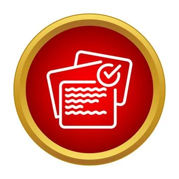 Validating documents with a check mark on red icon Illustration