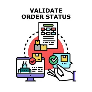 Validating e commerce order status and delivery process Stock Illustration