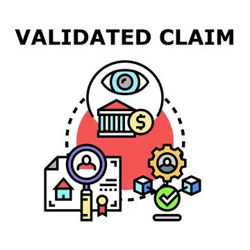 Validating financial claim through investigation and verification process Stock Illustration