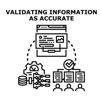 Validating information accuracy, data analysis and verification process Stock Illustration