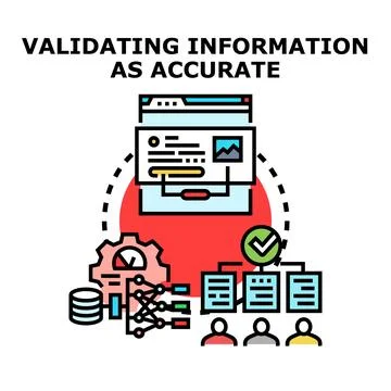 Validating information accuracy, data analysis and verification process Illustrazione stock