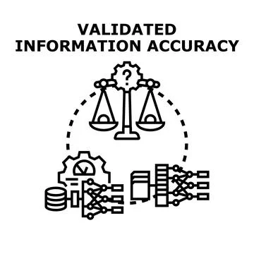 Validating information accuracy process with data analysis concept Stock Illustration