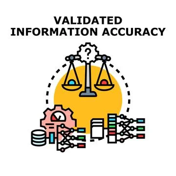 Validating information accuracy process with data analysis concept Stock Illustration