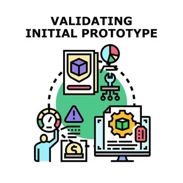 Validating initial prototype concept through development process Stock Illustration