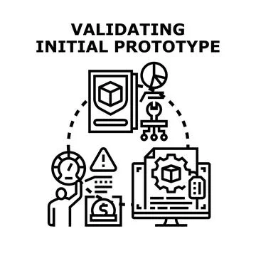 Validating initial prototype concept through development process Stock Illustration