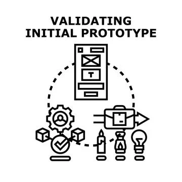 Validating initial prototype for product development process Stock Illustration