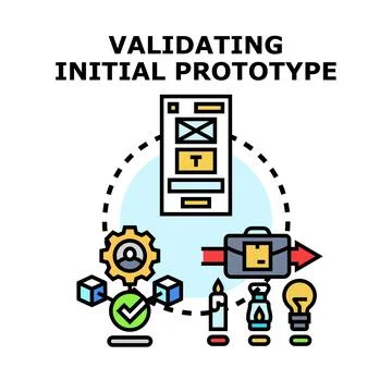 Validating initial prototype for product development process Stock Illustration
