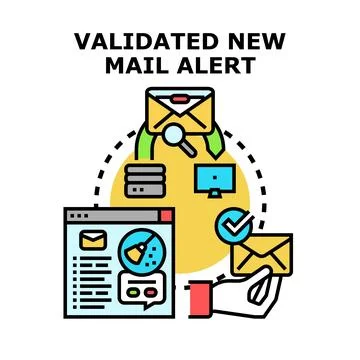 Validating new email alert notification system concept Stock Illustration