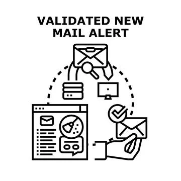 Validating new email alert notification system concept Stock Illustration
