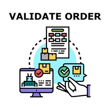 Validating order process with digital automation system 库存插图