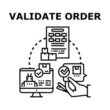 Validating order process with digital automation system Stock Illustration